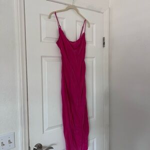 Lovers + Friends Hot Pink Slip Maxi Dress
